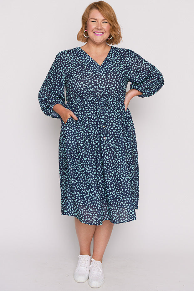 Carter Abstract Hearts Dress – Abstract Hearts midi dress