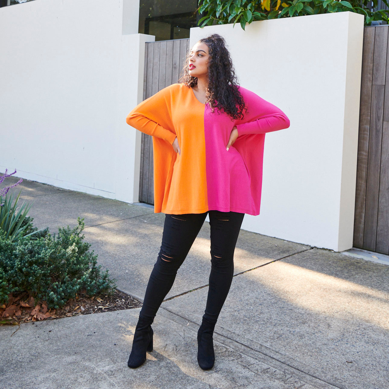 Rewind Orange & Pink Knit – Orange & Pink sweater