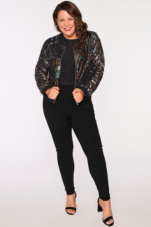 Ignite Rainbow Sequin Jacket – Rainbow Sequin bomber jacket