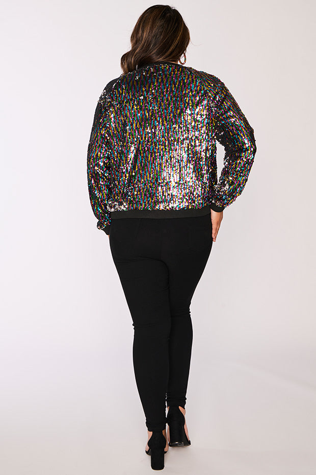 Ignite Rainbow Sequin Jacket – Rainbow Sequin bomber jacket