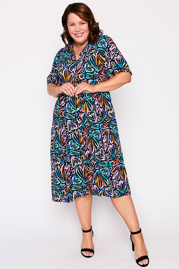Xena Firework Flowers Dress – Firework Flowers midi dress