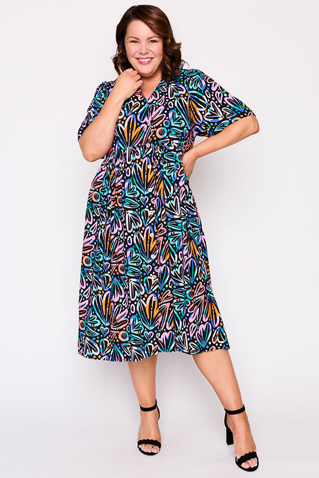 Xena Firework Flowers Dress – Firework Flowers midi dress