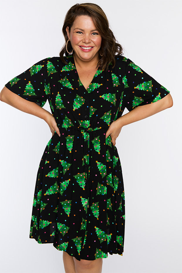 Jaz Christmas Tree Dress – Christmas Tree knee length dress