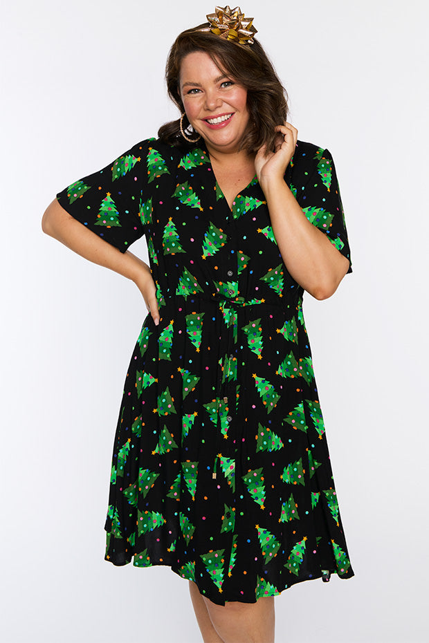 Jaz Christmas Tree Dress – Christmas Tree knee length dress
