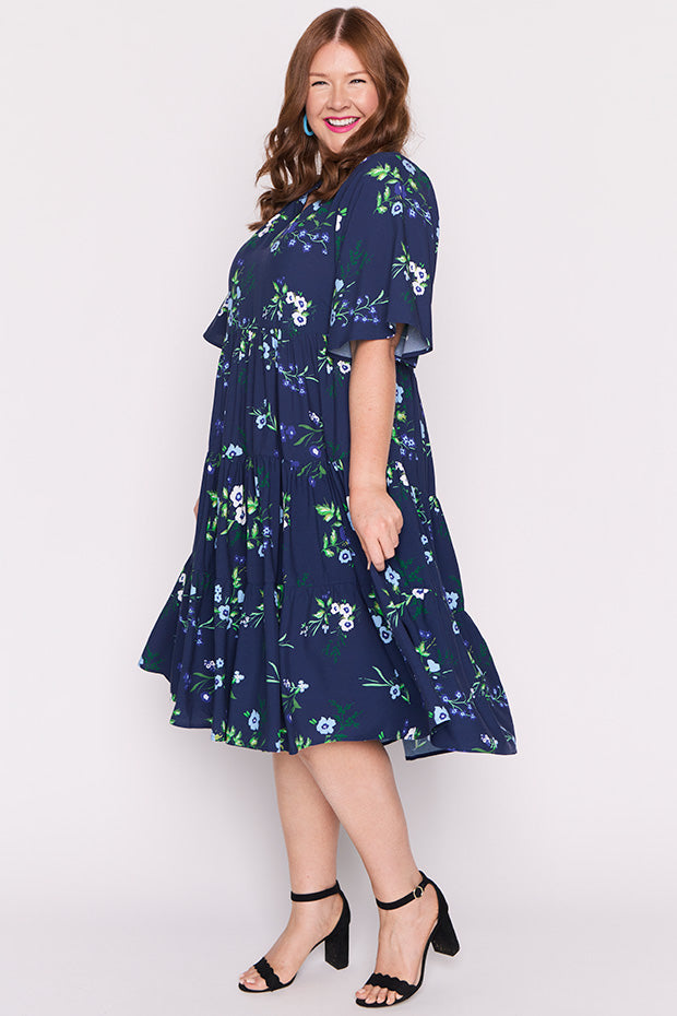 Chrissie Blue Blossom Dress – Blue Blossom midi dress