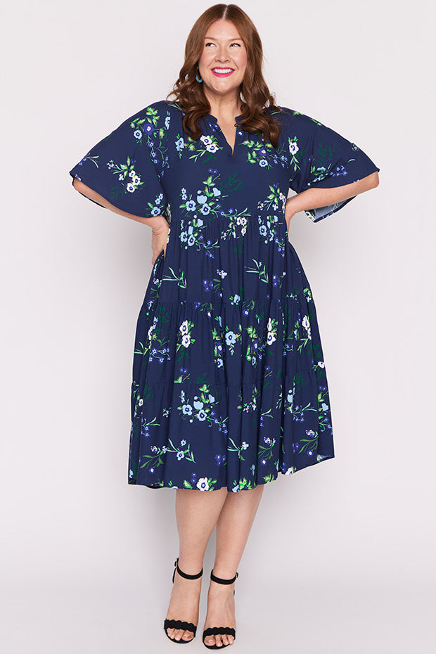 Chrissie Blue Blossom Dress – Blue Blossom midi dress