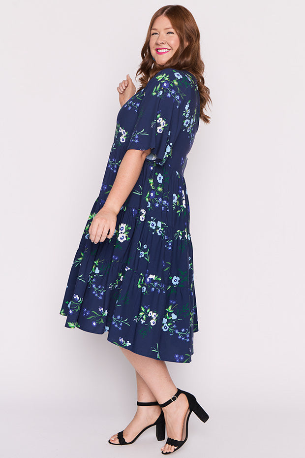 Chrissie Blue Blossom Dress – Blue Blossom midi dress