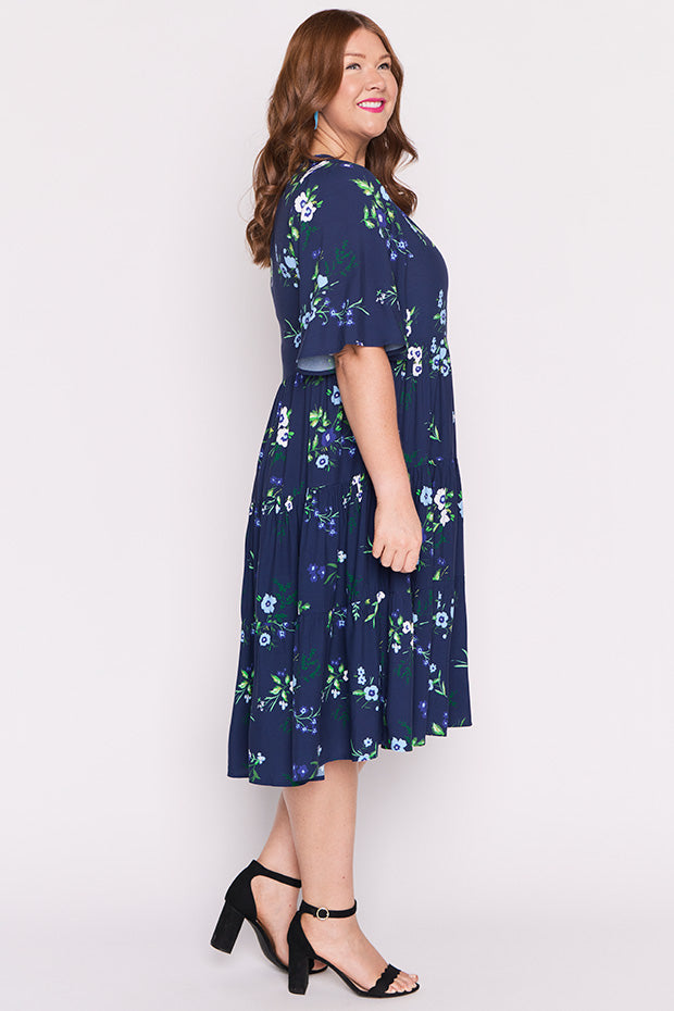 Chrissie Blue Blossom Dress – Blue Blossom midi dress