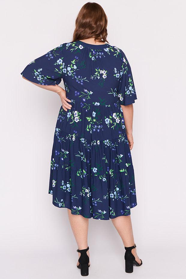 Chrissie Blue Blossom Dress – Blue Blossom midi dress