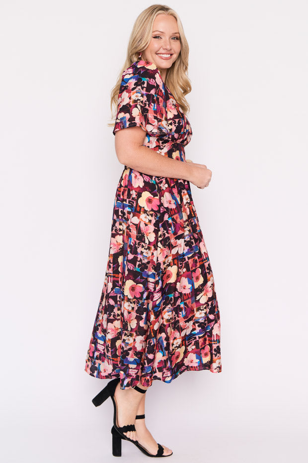 Evie Floral Collage Dress – Floral Collage midi dress