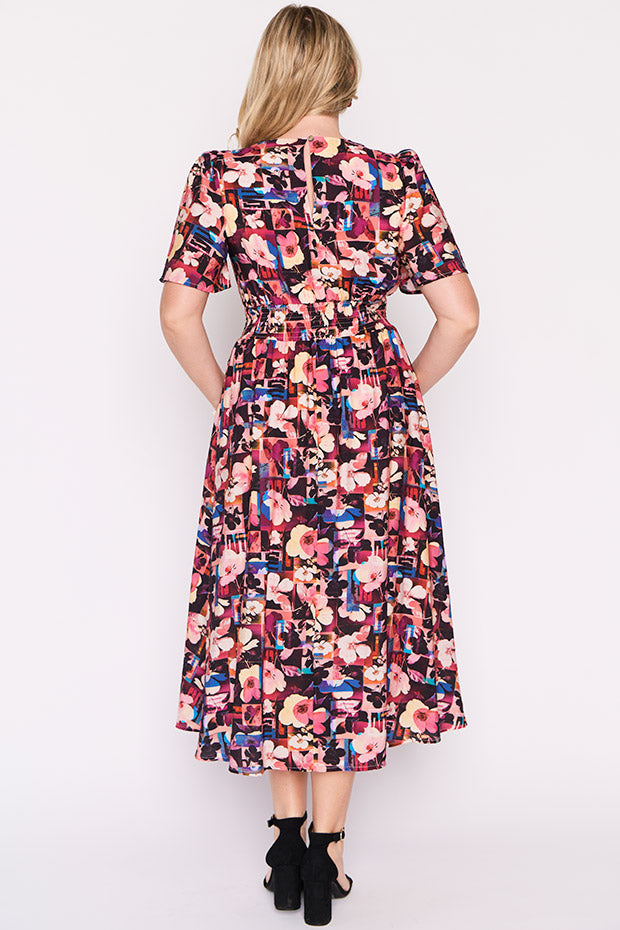 Evie Floral Collage Dress – Floral Collage midi dress