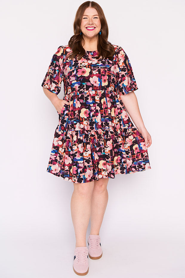 Lanetta Floral Collage Dress – Floral Collage mini dress