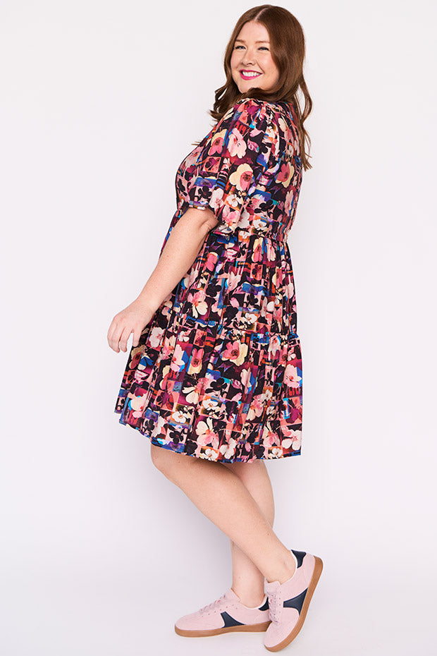 Lanetta Floral Collage Dress – Floral Collage mini dress