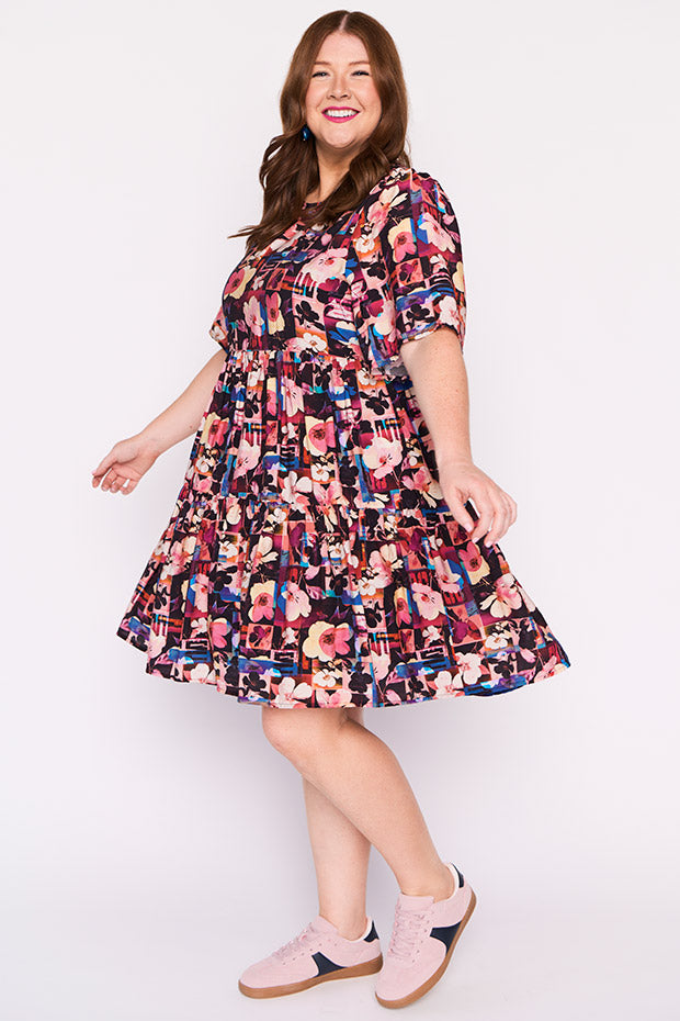 Lanetta Floral Collage Dress – Floral Collage mini dress