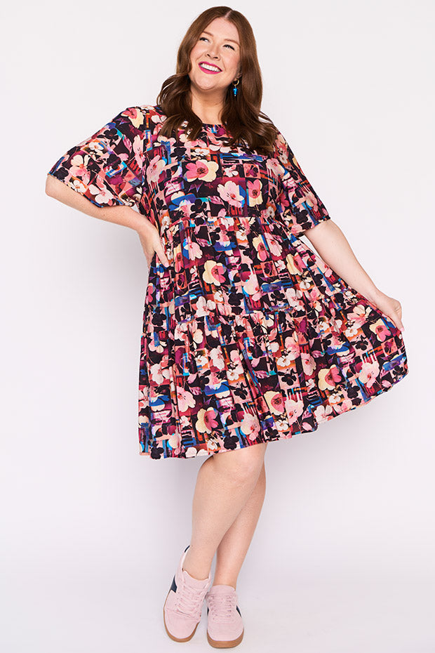 Lanetta Floral Collage Dress – Floral Collage mini dress