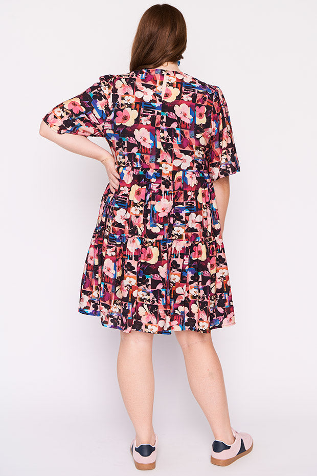 Lanetta Floral Collage Dress – Floral Collage mini dress