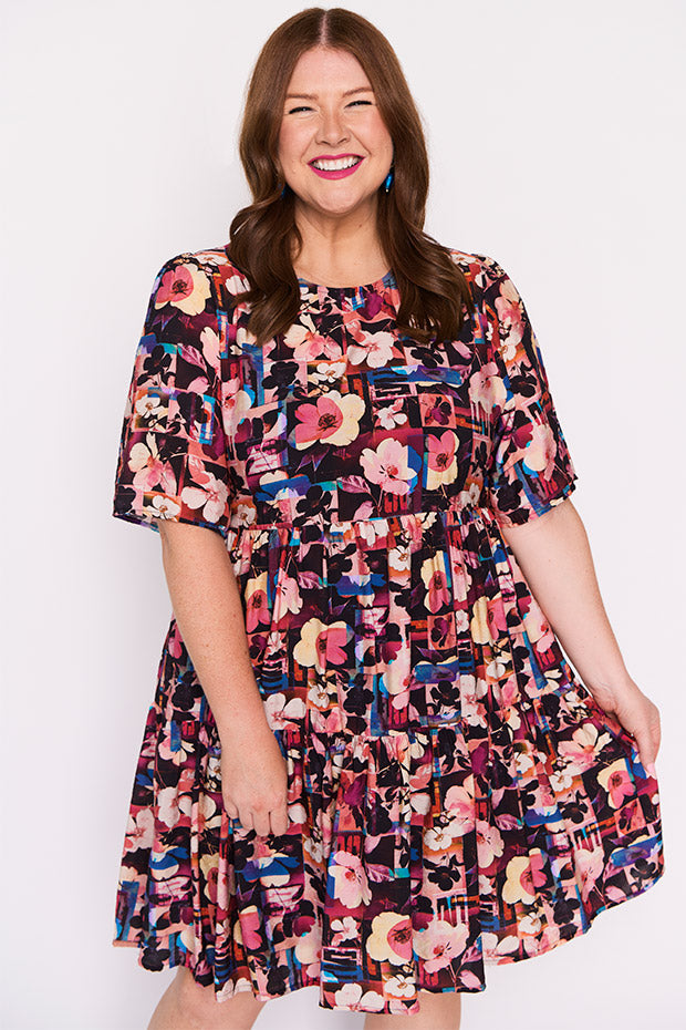 Lanetta Floral Collage Dress – Floral Collage mini dress