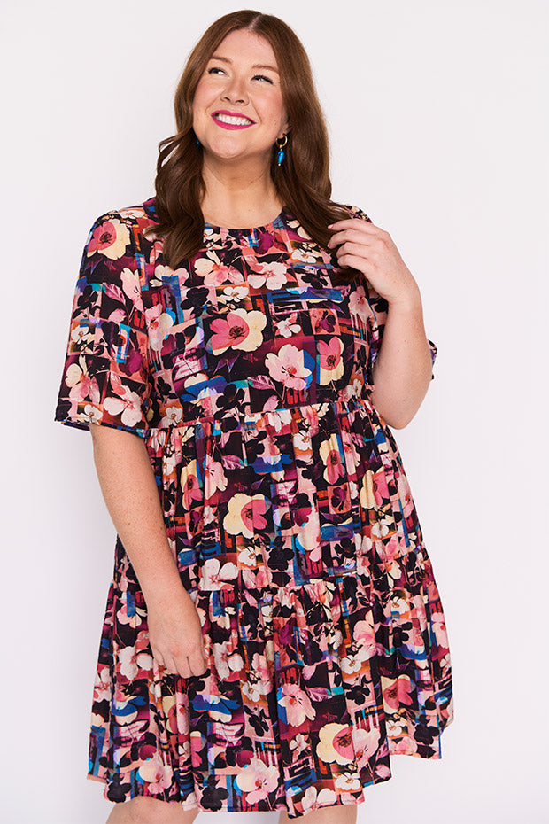 Lanetta Floral Collage Dress – Floral Collage mini dress