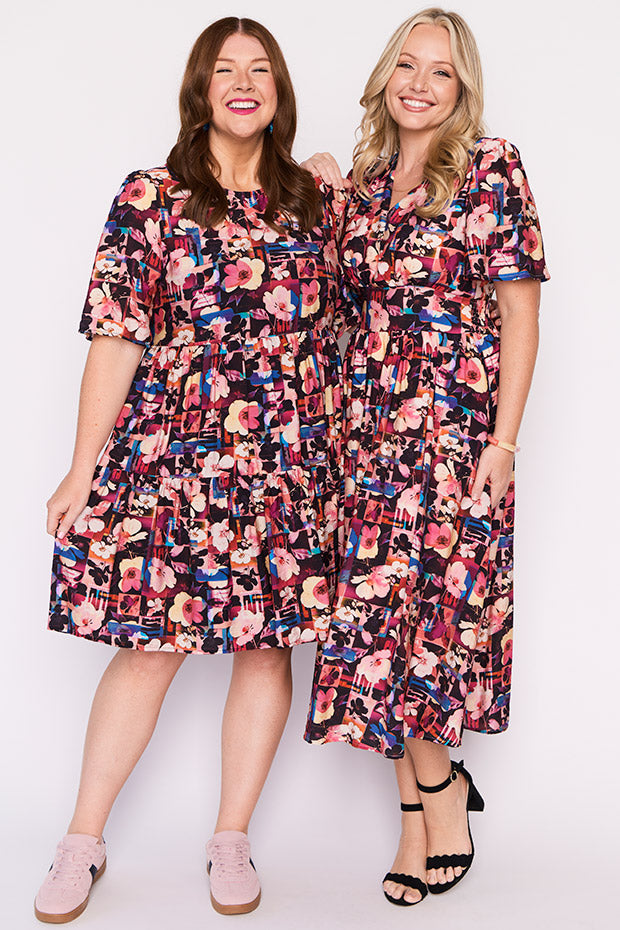 Lanetta Floral Collage Dress – Floral Collage mini dress