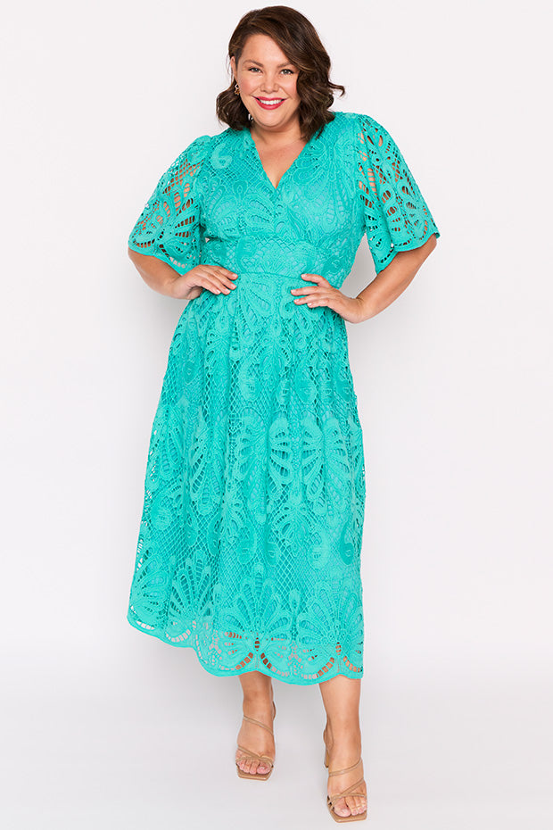 Aurora Teal Lace Dress – Teal Lace maxi dress