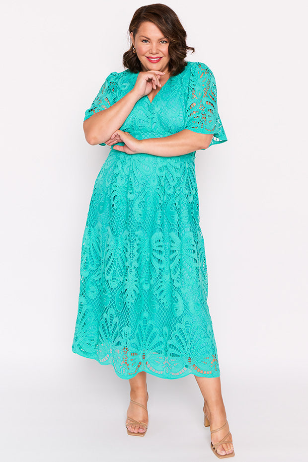 Aurora Teal Lace Dress – Teal Lace maxi dress
