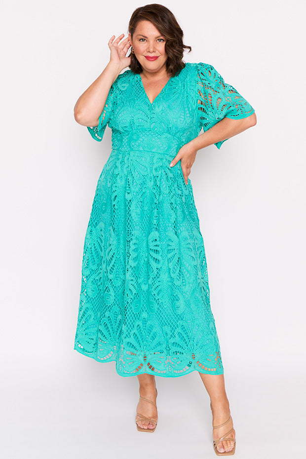 Aurora Teal Lace Dress – Teal Lace maxi dress