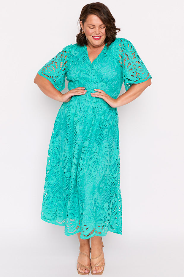 Aurora Teal Lace Dress – Teal Lace maxi dress