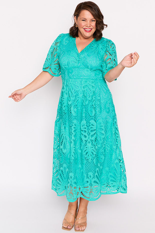 Aurora Teal Lace Dress – Teal Lace maxi dress