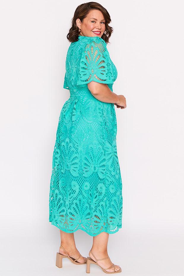Aurora Teal Lace Dress – Teal Lace maxi dress