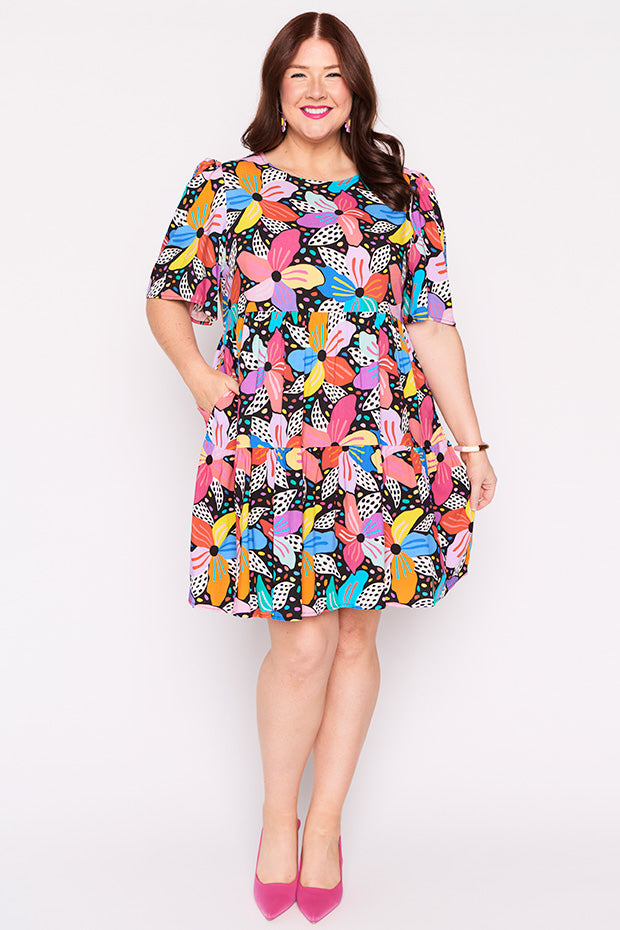 Izzie Rainbow Hibiscus Dress – Rainbow Hibiscus mini dress