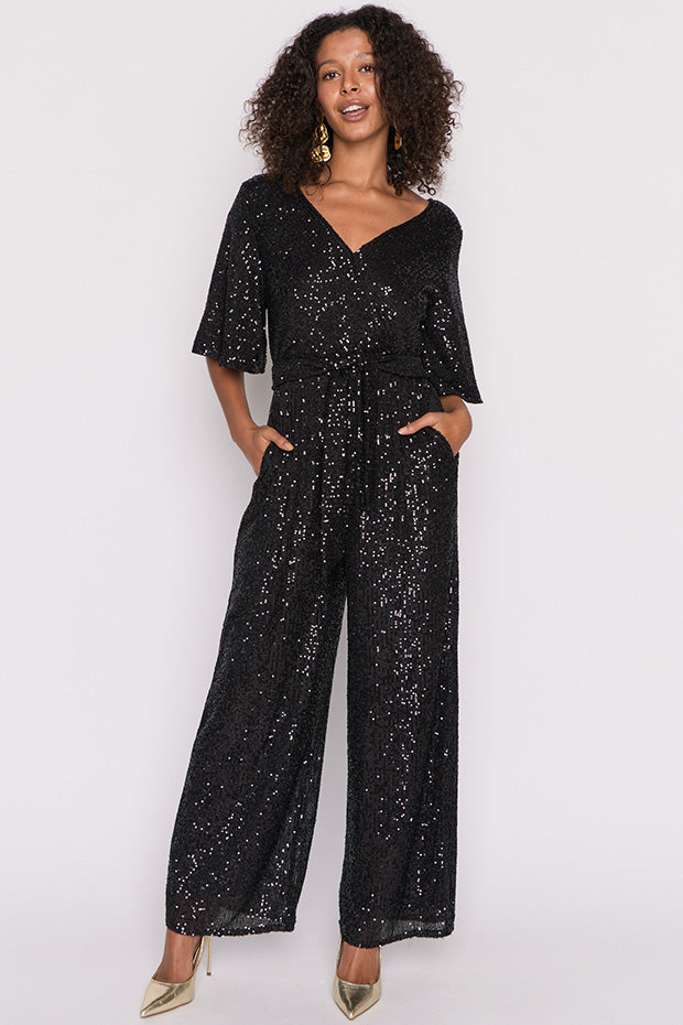 Skyla Black Sequins Party Jumpsuit – Black Sequins jumpsuit