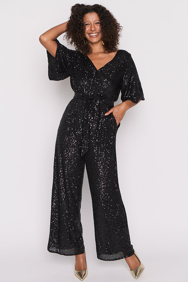 Skyla Black Sequins Party Jumpsuit – Black Sequins jumpsuit