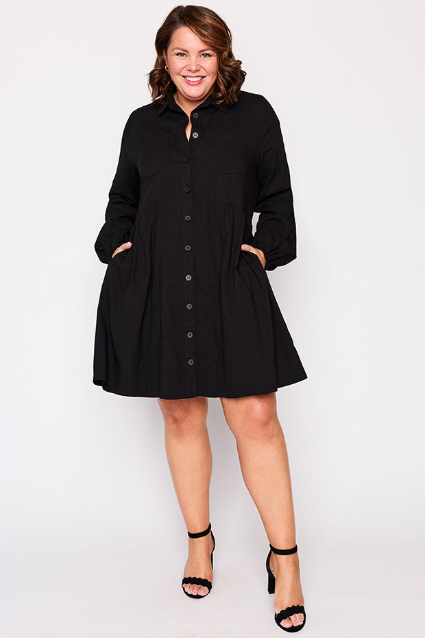 Tanzie Black Dress – Black knee length dress