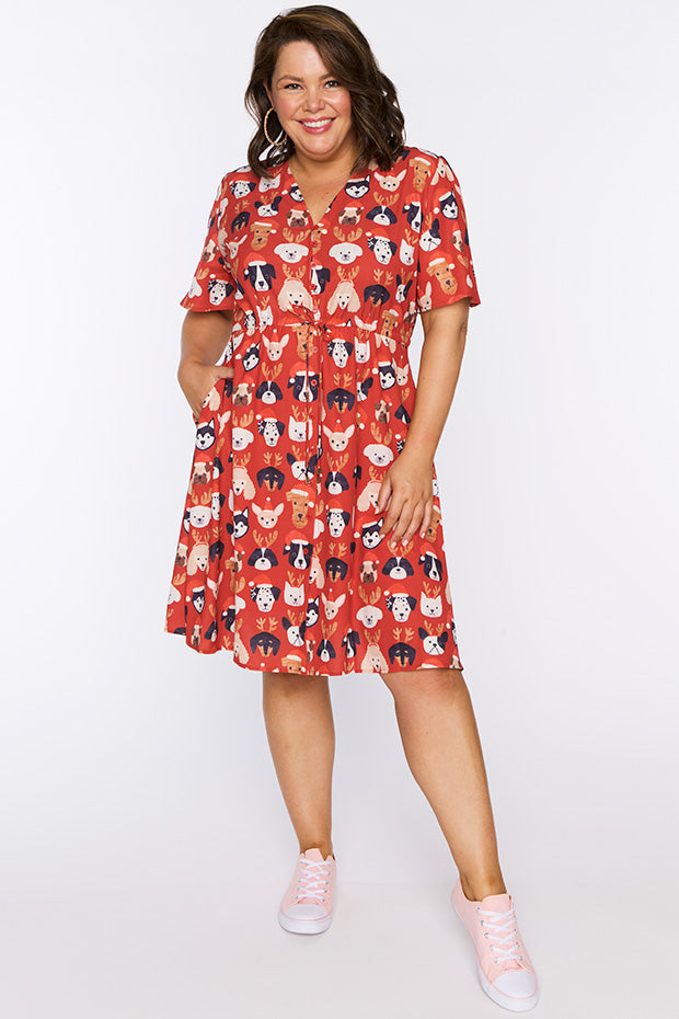 Siena Puppy Christmas Dress – Puppy Christmas knee length dress