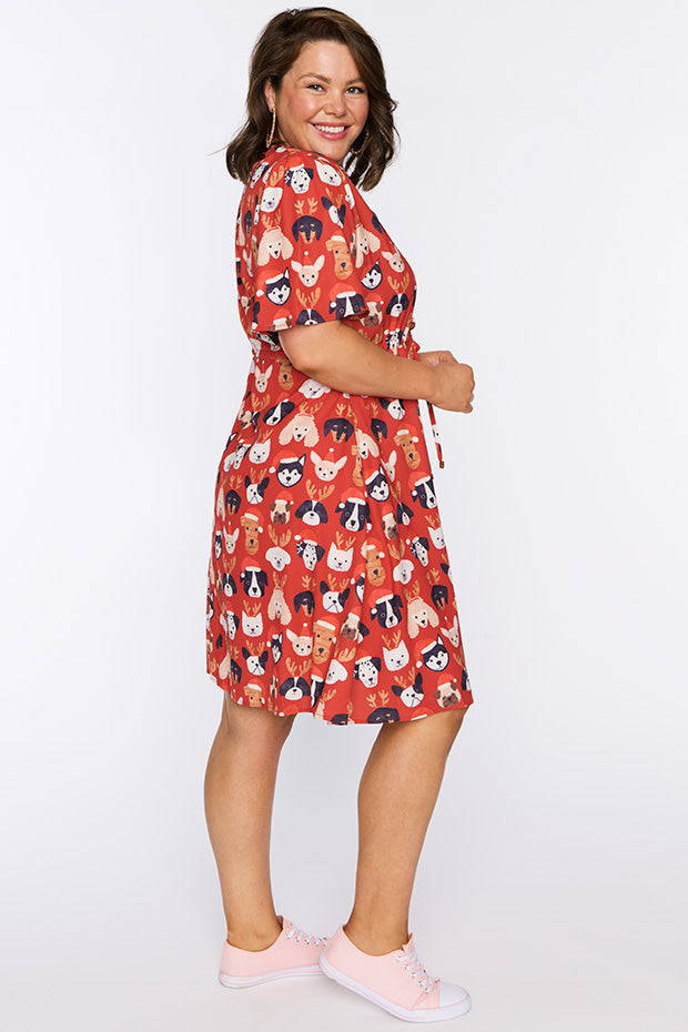 Siena Puppy Christmas Dress – Puppy Christmas knee length dress