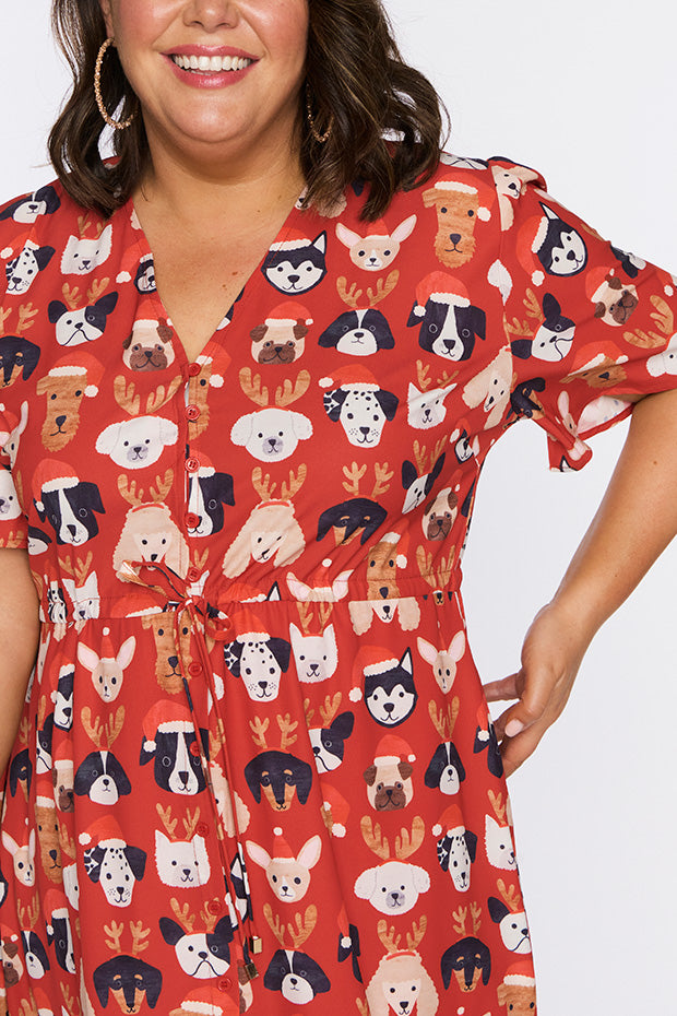 Siena Puppy Christmas Dress – Puppy Christmas knee length dress