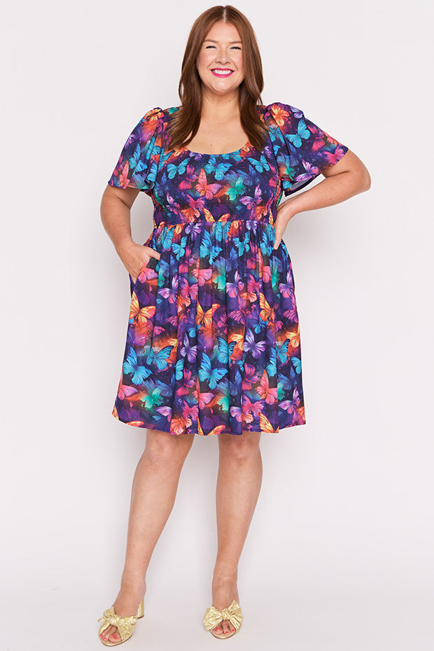 Marcela Butterfly Rainbow Dress – Butterfly Rainbow knee length dress