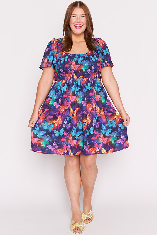 Marcela Butterfly Rainbow Dress – Butterfly Rainbow knee length dress