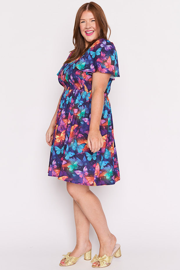 Marcela Butterfly Rainbow Dress – Butterfly Rainbow knee length dress