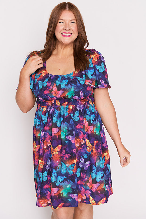 Marcela Butterfly Rainbow Dress – Butterfly Rainbow knee length dress
