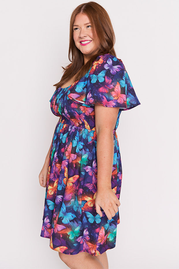 Marcela Butterfly Rainbow Dress – Butterfly Rainbow knee length dress