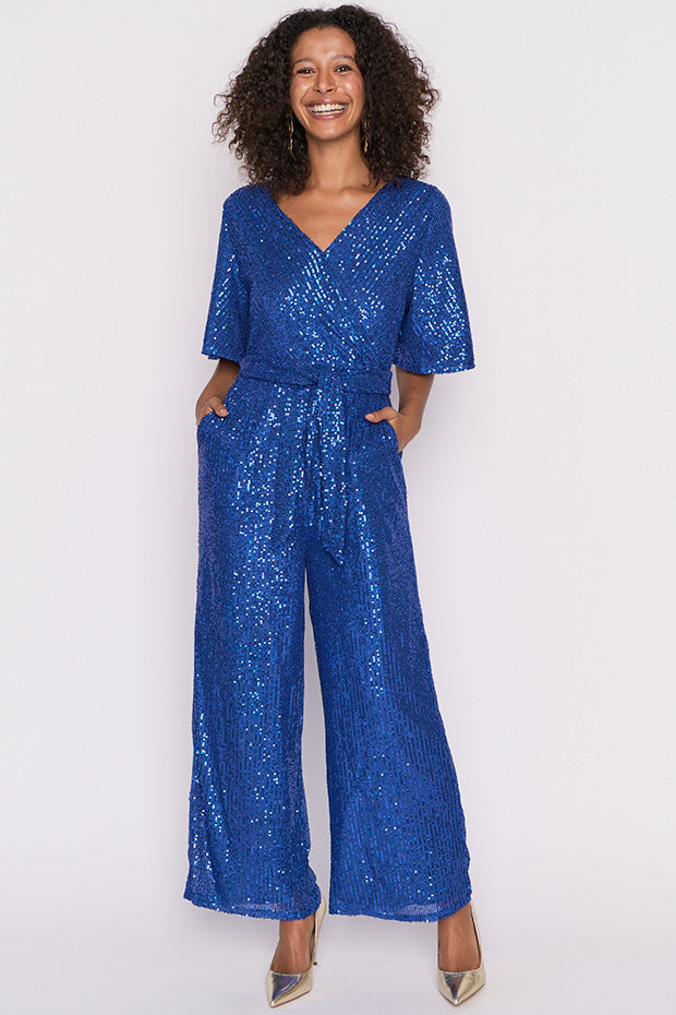 Skyla Cobalt Sequins Party Jumpsuit Little Party Dress Skyla Cobalt Sequins Party Jumpsuit Little Party Dress