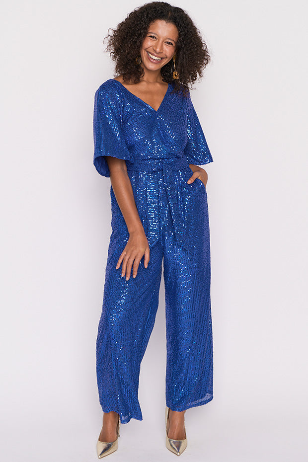 Skyla Cobalt Sequins Party Jumpsuit – Cobalt Sequins jumpsuit