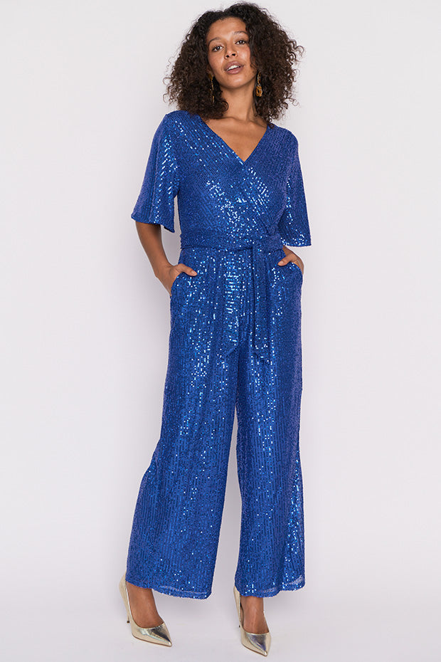 Skyla Cobalt Sequins Party Jumpsuit – Cobalt Sequins jumpsuit