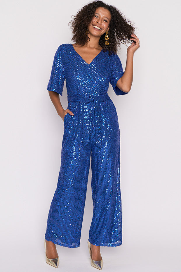 Skyla Cobalt Sequins Party Jumpsuit – Cobalt Sequins jumpsuit