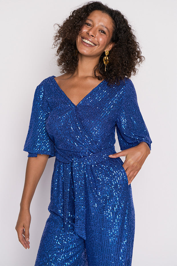 Skyla Cobalt Sequins Party Jumpsuit – Cobalt Sequins jumpsuit