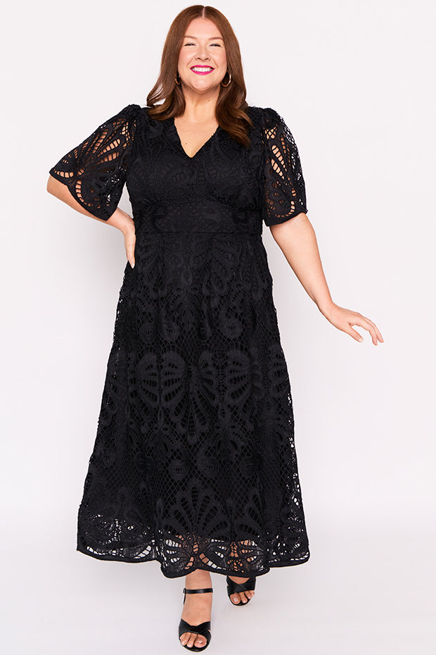 Aurora Black Lace Dress – Black Lace maxi dress