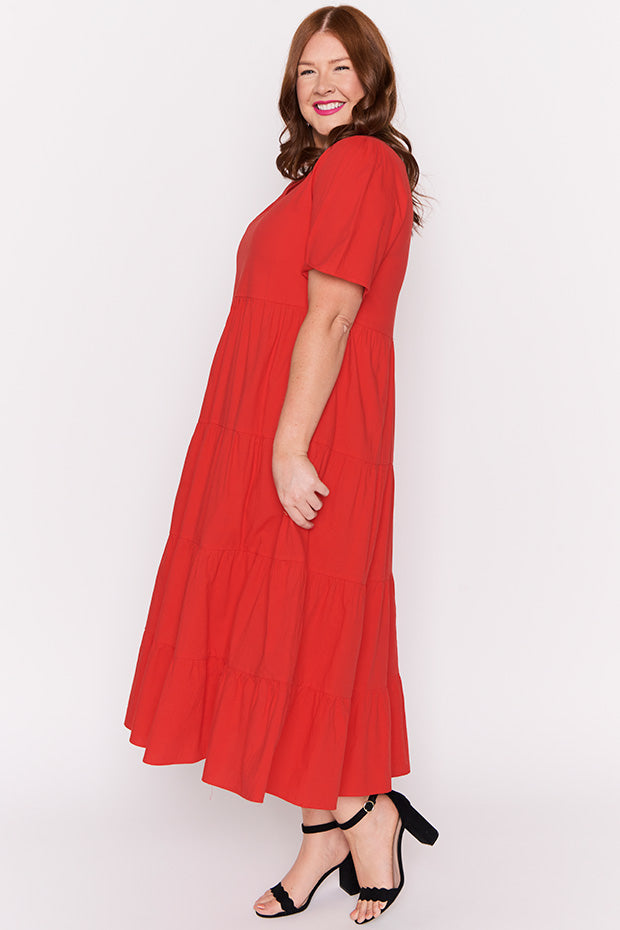 Mollie Red Dress – Red midi dress