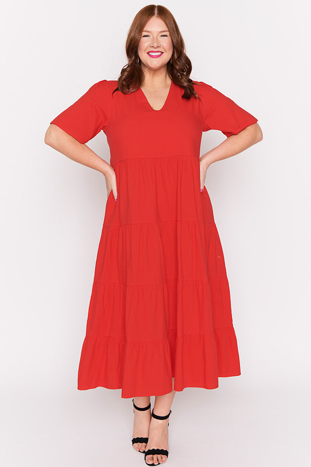 Mollie Red Dress – Red midi dress