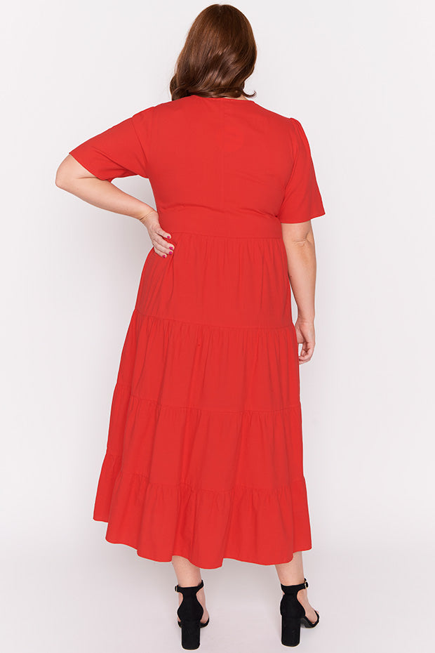 Mollie Red Dress – Red midi dress